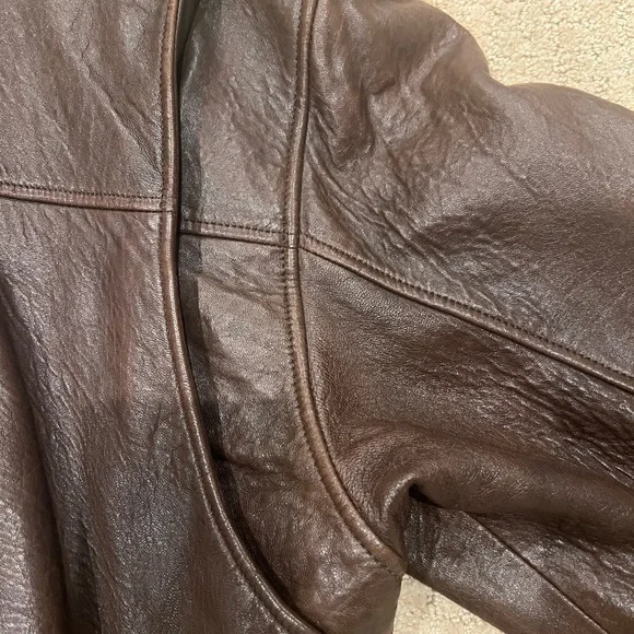 Men's Classic Brown 100% Leather Bomber Jacket - Picture 7 of 17